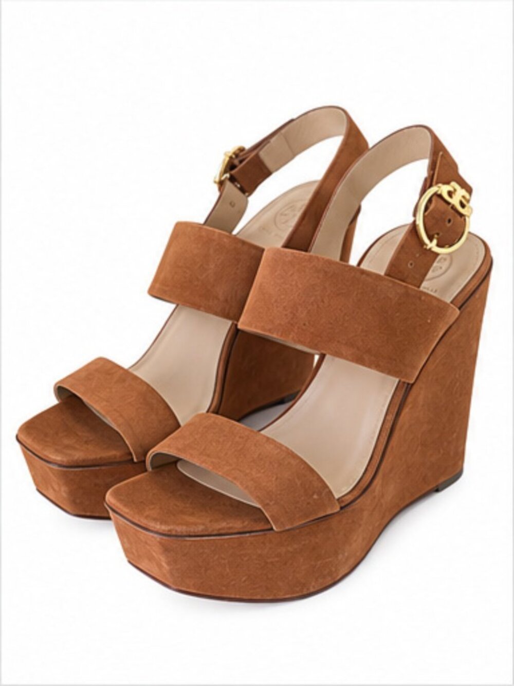 Tory Burch Cognac Suede Wedges Size 11